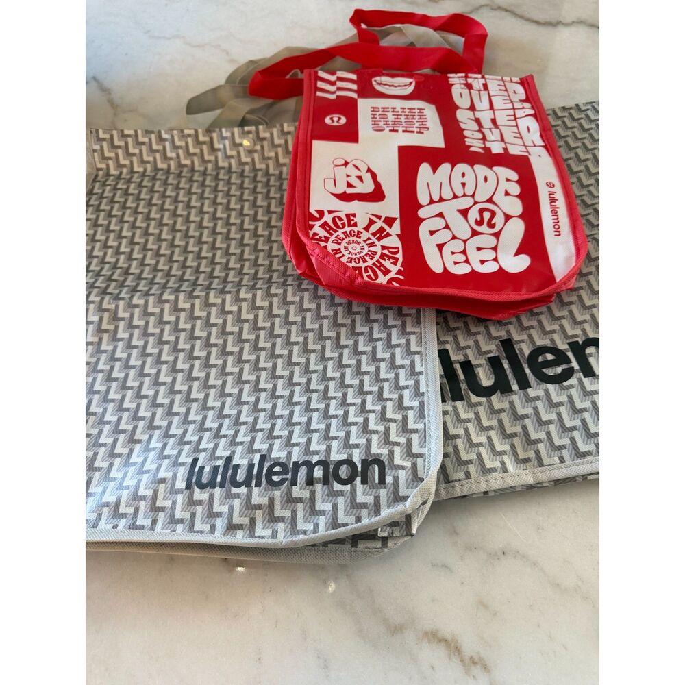 Lululemon Shopping Bags Totes Lot of 3 Lunch Yoga Reusable